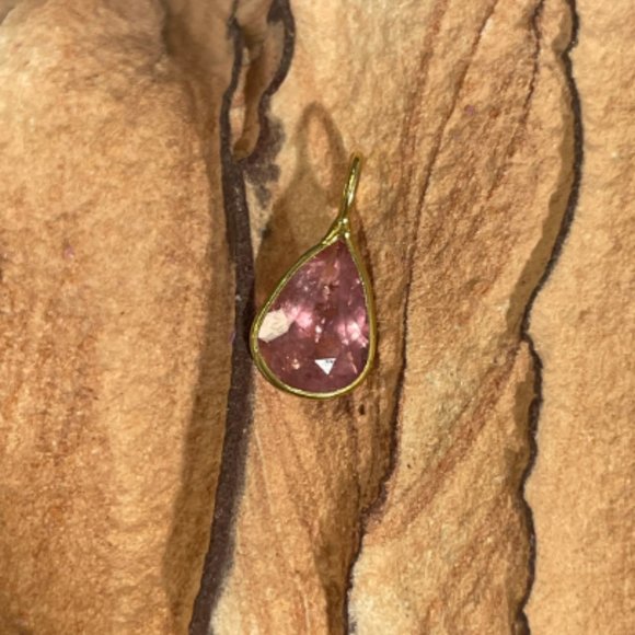 1.7CT Natural Light Cotton Candy Pink Tourmaline Pear Shape in 14K Yellow 14x6mm - Picture 5 of 6